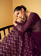 Load image into Gallery viewer, Purple Heavy Embroidered Kalidar Anarkali