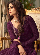 Load image into Gallery viewer, Purple Heavy Embroidered Kalidar Anarkali Suit fashionandstylish.myshopify.com