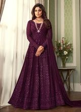 Load image into Gallery viewer, Purple Heavy Embroidered Kalidar Anarkali Suit fashionandstylish.myshopify.com