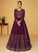 Load image into Gallery viewer, Purple Heavy Embroidered Kalidar Anarkali
