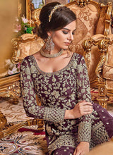 Load image into Gallery viewer, Purple Heavy Embroidered Plazzo Style Suit fashionandstylish.myshopify.com