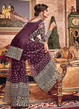 Load image into Gallery viewer, Purple Heavy Embroidered Plazzo Style Suit fashionandstylish.myshopify.com