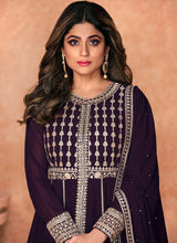 Load image into Gallery viewer, Purple Heavy Embroidered Slit Style Anarkali Lehenga fashionandstylish.myshopify.com