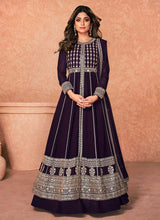 Load image into Gallery viewer, Purple Heavy Embroidered Slit Style Anarkali Lehenga fashionandstylish.myshopify.com