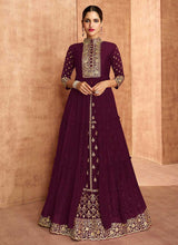 Load image into Gallery viewer, Purple Heavy Embroidered Slit Style Lehenga Anarkali fashionandstylish.myshopify.com
