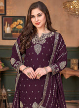 Load image into Gallery viewer, Purple Heavy Embroidered Stylish Palazzo Suit fashionandstylish.myshopify.com