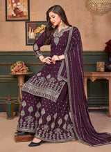 Load image into Gallery viewer, Purple Heavy Embroidered Stylish Palazzo Suit fashionandstylish.myshopify.com