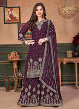 Load image into Gallery viewer, Purple Heavy Embroidered Stylish Palazzo Suit fashionandstylish.myshopify.com