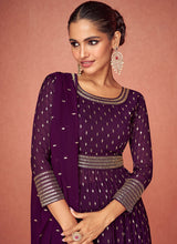 Load image into Gallery viewer, Purple Heavy Embroidered Stylish Sharara Suit