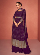 Load image into Gallery viewer, Purple Heavy Embroidered Stylish Sharara Suit