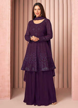 Load image into Gallery viewer, Purple Heavy Embroidered Stylish Sharara Suit fashionandstylish.myshopify.com