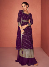 Load image into Gallery viewer, Purple Heavy Embroidered Stylish Sharara Suit
