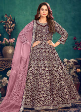 Load image into Gallery viewer, Purple Heavy Embroidered Stylish Velvet Anarkali Suit fashionandstylish.myshopify.com