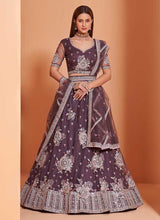 Load image into Gallery viewer, Purple Heavy Floral Embroidered Stylish Lehenga Choli fashionandstylish.myshopify.com