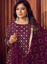 Load image into Gallery viewer, Purple Mirror Embroidered Sharara Style Suit fashionandstylish.myshopify.com