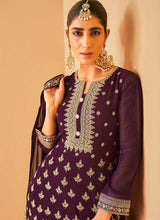 Load image into Gallery viewer, Purple Sequin Embroidered Designer Kalidar Anarkali fashionandstylish.myshopify.com