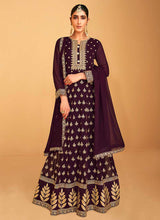 Load image into Gallery viewer, Purple Sequin Embroidered Designer Kalidar Anarkali fashionandstylish.myshopify.com
