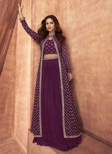 Load image into Gallery viewer, Purple Sequin Embroidered Stylish Jacket Style Lehenga fashionandstylish.myshopify.com