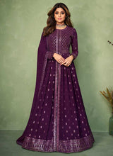 Load image into Gallery viewer, Purple Sequins Embroidered Jacket Style Anarkali Suit fashionandstylish.myshopify.com