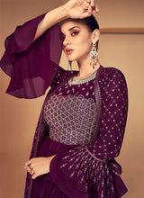 Load image into Gallery viewer, Purple Sequins Embroidered Jacket Style Designer Suit