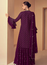 Load image into Gallery viewer, Purple Sequins Embroidered Jacket Style Designer Suit