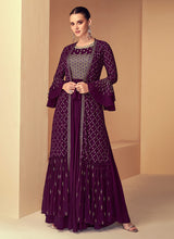 Load image into Gallery viewer, Purple Sequins Embroidered Jacket Style Designer Suit