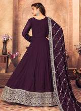 Load image into Gallery viewer, Purple and Gold Embroidered Flaire Anarkali Suit fashionandstylish.myshopify.com
