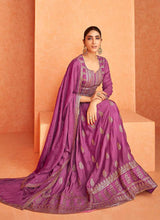 Load image into Gallery viewer, Purple and Gold Embroidered Gown Style Anarkali Suit fashionandstylish.myshopify.com