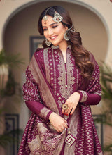 Load image into Gallery viewer, Purple and Gold Embroidered Pant Style Suit fashionandstylish.myshopify.com