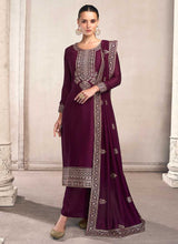 Load image into Gallery viewer, Purple and Gold Embroidered Pant Style Suit fashionandstylish.myshopify.com