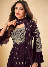 Load image into Gallery viewer, Purple and Gold Embroidered Stylish Sharara Suit fashionandstylish.myshopify.com