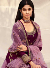 Load image into Gallery viewer, Purple and Gold Heavy Embroidered Festive Wear Lehenga fashionandstylish.myshopify.com