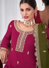 Load image into Gallery viewer, Purple and Green Embroidered Palazzo Suit fashionandstylish.myshopify.com