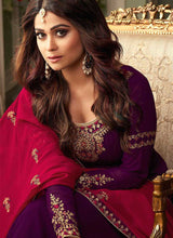 Load image into Gallery viewer, Purple and Pink Embroidered Sharara Style Suit fashionandstylish.myshopify.com
