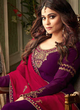 Load image into Gallery viewer, Purple and Pink Embroidered Sharara Style Suit fashionandstylish.myshopify.com