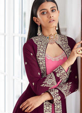 Load image into Gallery viewer, Purple and Pink Heavy Embroidered Jacket Style Suit fashionandstylish.myshopify.com