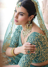 Load image into Gallery viewer, Rama Green Floral Embroidered Stylish Wedding Lehenga fashionandstylish.myshopify.com