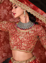 Load image into Gallery viewer, Red Heavy Embroidered Designer Lehenga Choli fashionandstylish.myshopify.com