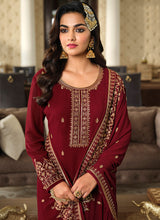 Load image into Gallery viewer, Red Color Heavy Embroidered Gharara Style Suit