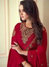 Load image into Gallery viewer, Red Colored Kalidar Embroidered Silk Voluptuous Gown fashionandstylish.myshopify.com