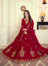 Load image into Gallery viewer, Red Colored Kalidar Embroidered Silk Voluptuous Gown fashionandstylish.myshopify.com