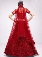Load image into Gallery viewer, Red Floral Embroidered Heavy Designer Lehenga Choli