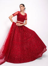 Load image into Gallery viewer, Red Floral Embroidered Heavy Designer Lehenga Choli