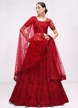 Load image into Gallery viewer, Red Floral Embroidered Heavy Designer Lehenga Choli