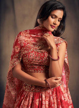 Load image into Gallery viewer, Red Floral Printed Stylish Embroidered Lehenga Choli fashionandstylish.myshopify.com