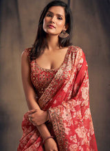 Load image into Gallery viewer, Red Floral Printed Stylish Embroidered Lehenga Choli fashionandstylish.myshopify.com