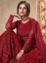 Load image into Gallery viewer, Red Heavy Embroidered Gown Style Anarkali Suit fashionandstylish.myshopify.com