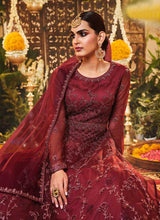Load image into Gallery viewer, Red Heavy Embroidered Kalidar Anarkali fashionandstylish.myshopify.com