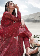 Load image into Gallery viewer, Red Heavy Embroidered Kalidar Lehenga/ Pant Style Anarkali fashionandstylish.myshopify.com