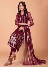 Load image into Gallery viewer, Red Sequin Embroidered Straight Pant Suit